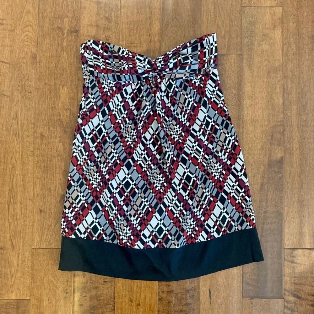 Beautiful Trina Turk satin silk geometric tunic dress size 12 L Large